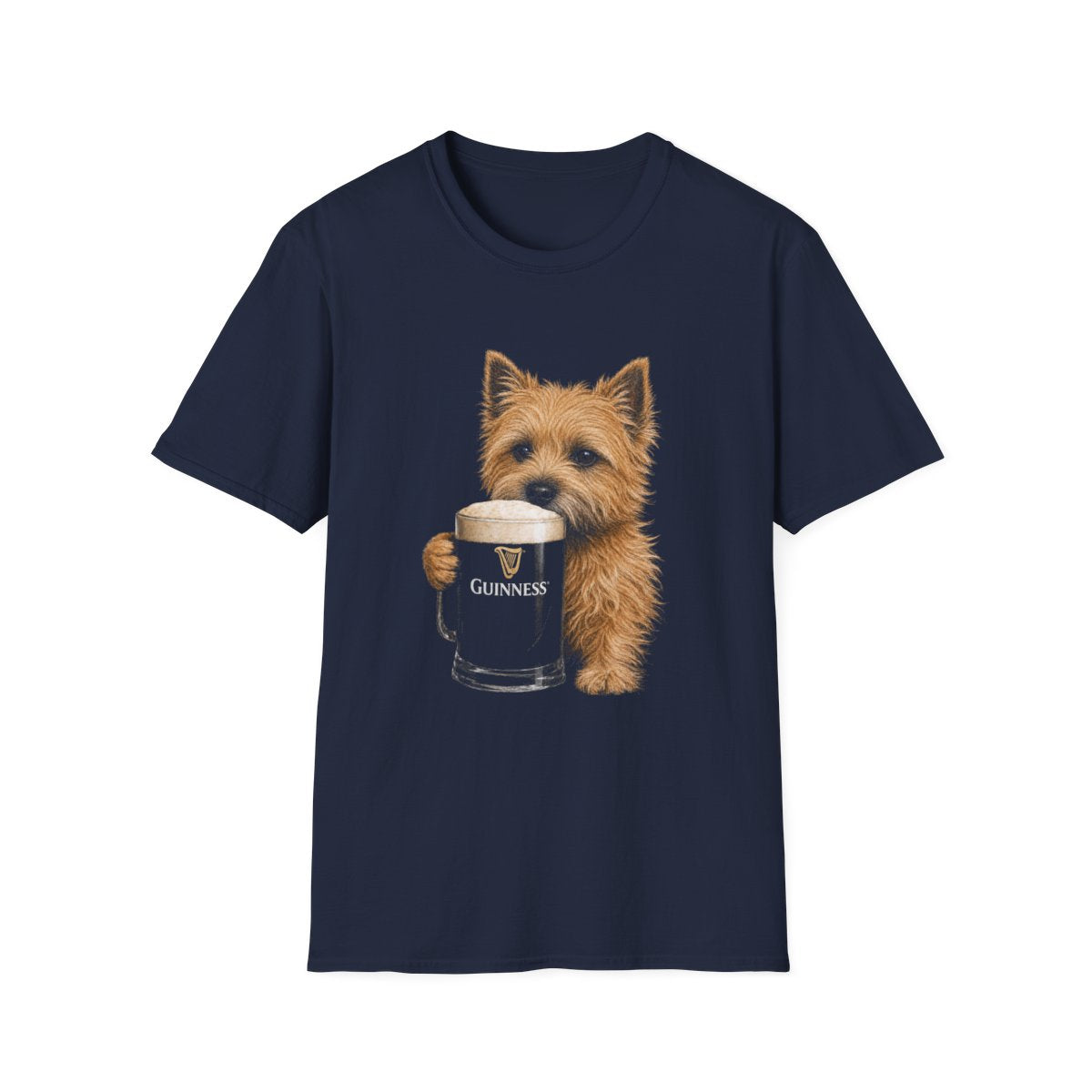 Norwich Terrier With A Pint Tee - Navy