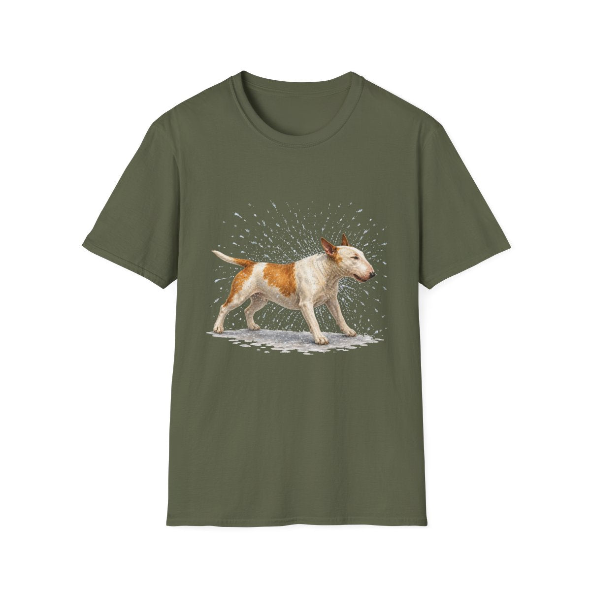 Not A Fan Of Bath Time Bull Terrier Tee - Military Green