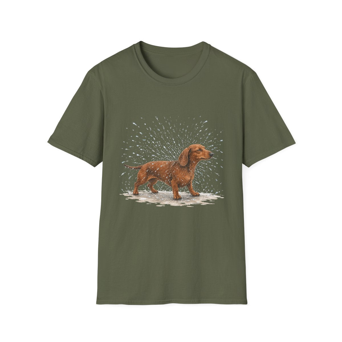 Not A Fan Of Bath Time Dachshund Tee - Military Green