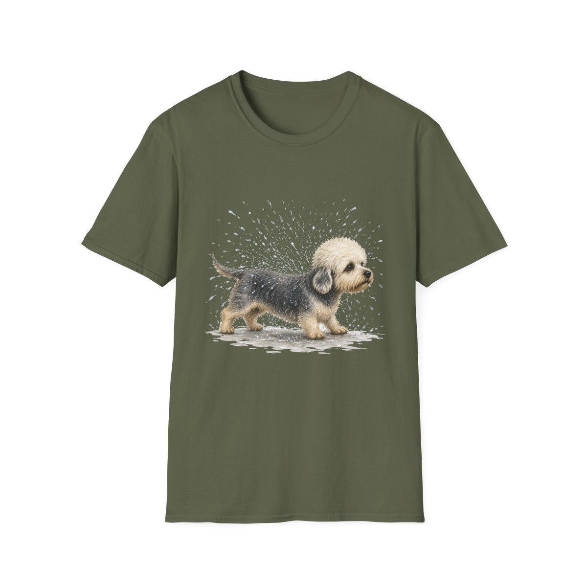 Not A Fan Of Bath Time Dandie Dinmont Terrier Tee - Military Green