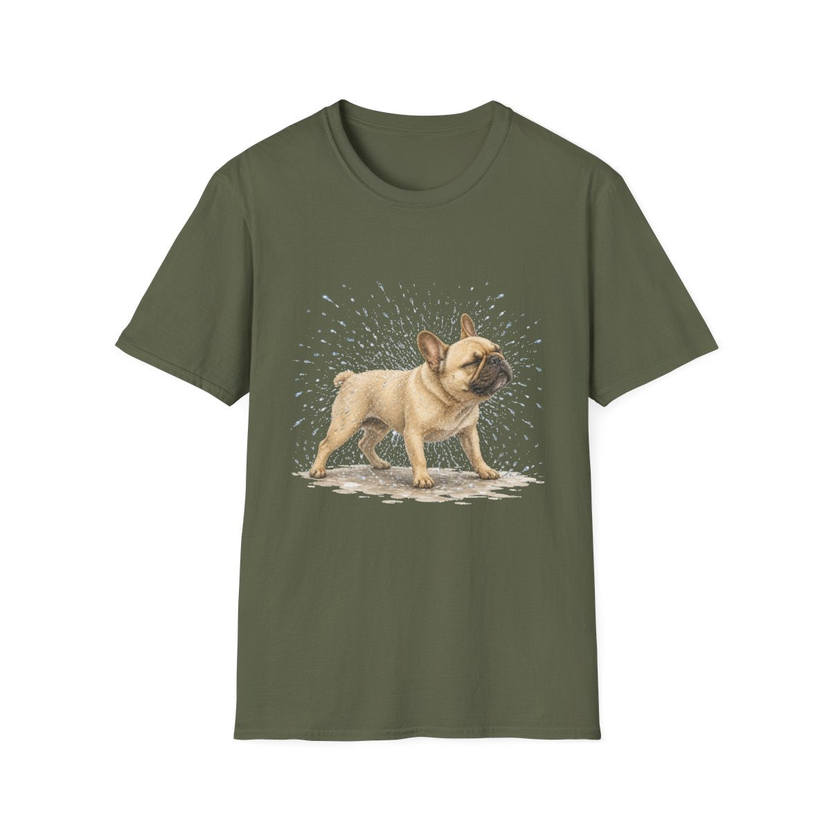 Not A Fan Of Bath Time French Bulldog Tee - Military Green