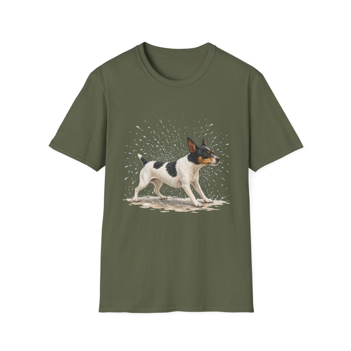 Not A Fan Of Bath Time Rat Terrier Tee - Military Green