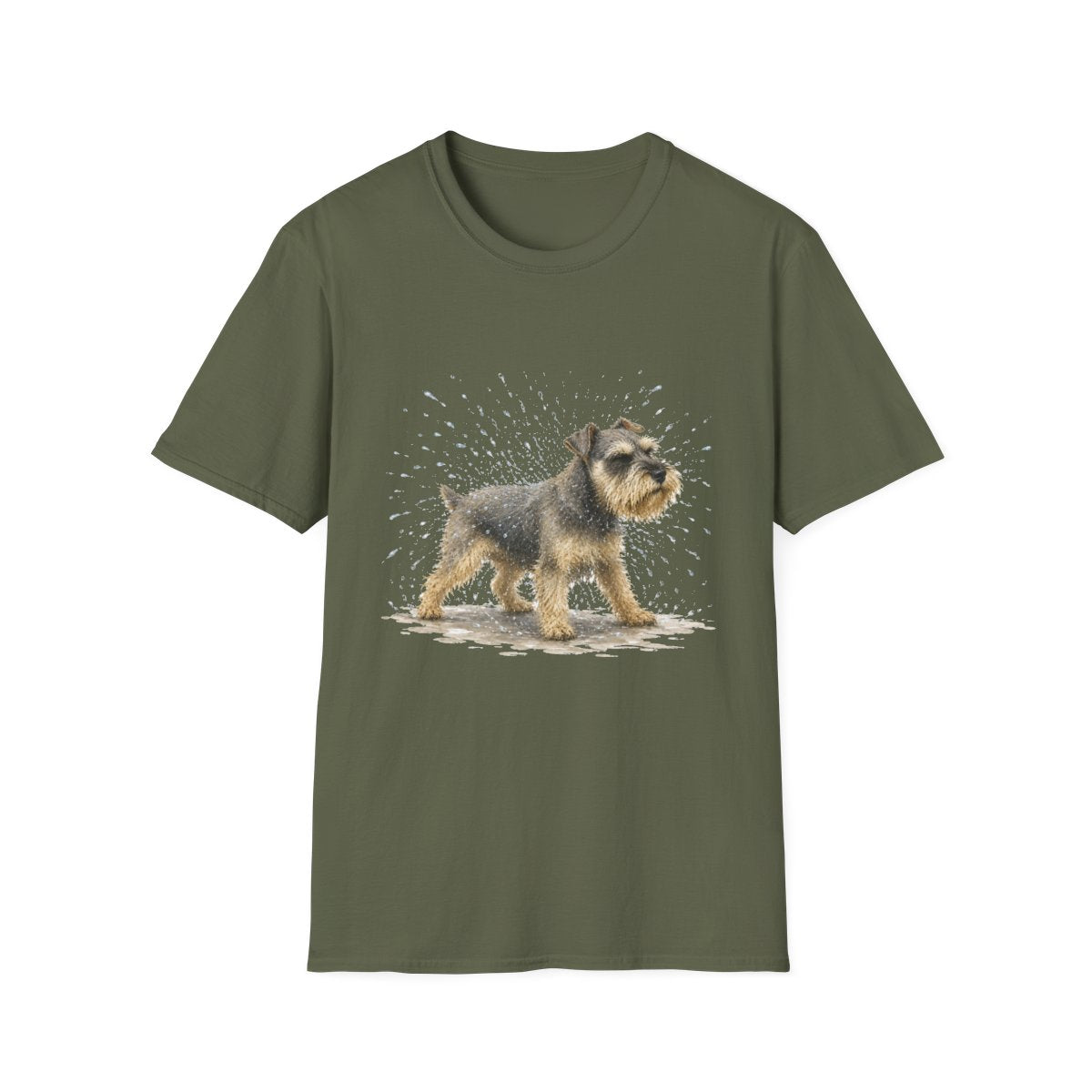 Not A Fan Of Bath Time Schnauzer Tee - Military Green