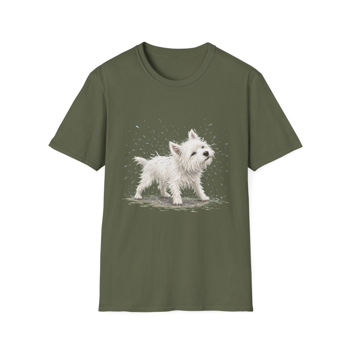 Not A Fan Of Bath Time Westie Tee - Military Green