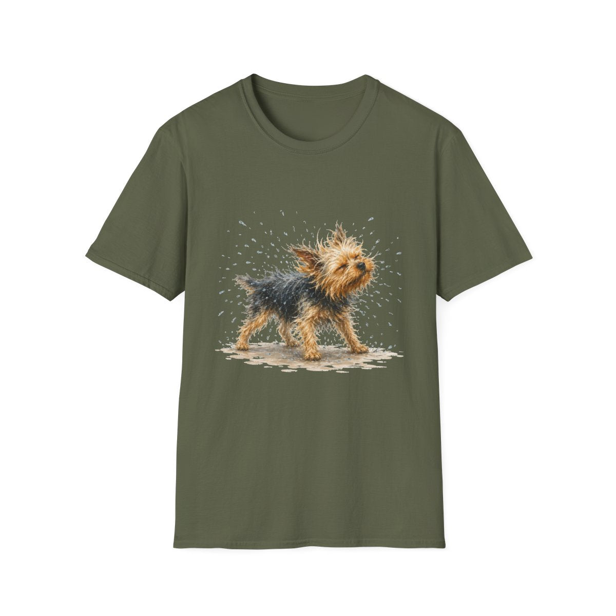 Not A Fan Of Bath Time Yorkie Tee - Military Green