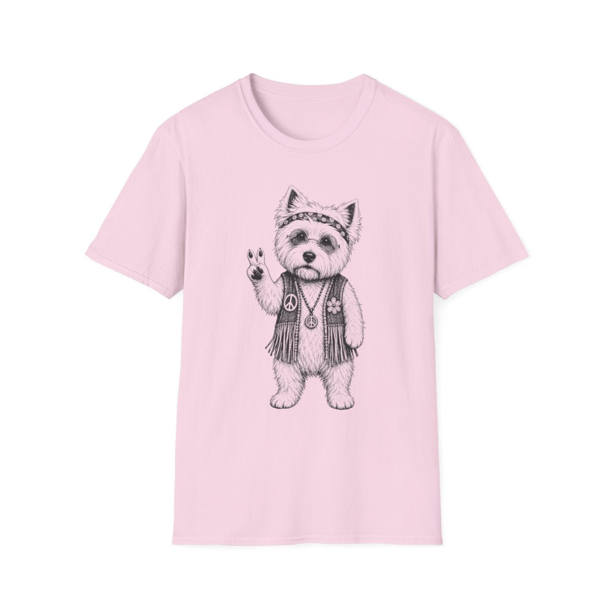 Peace Out Westie Tee - Light Pink
