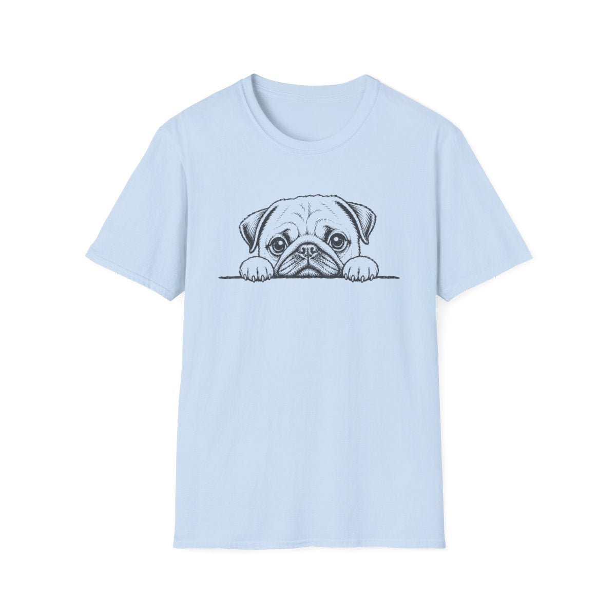 Peekaboo Pug Tee - Light Blue