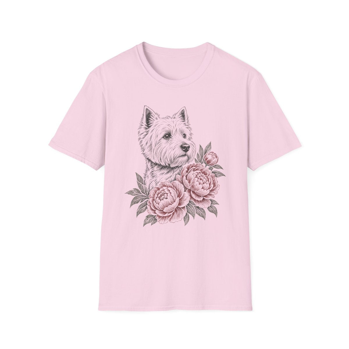Peony Westie Tee - Light Pink
