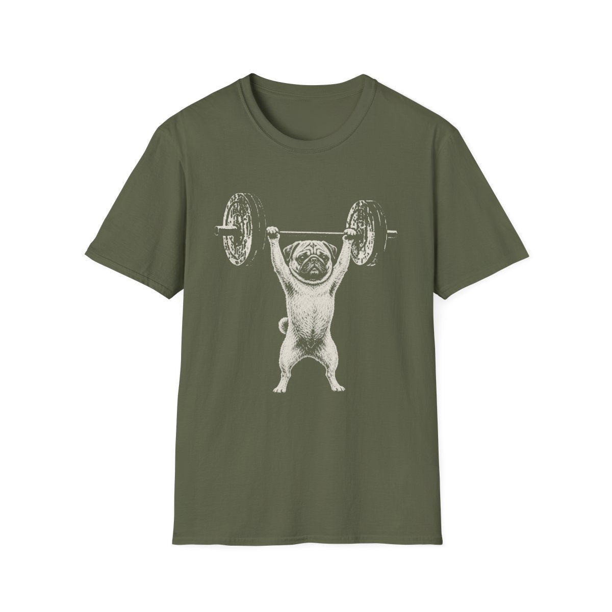 Pug Powerlifting Tee - Military Green