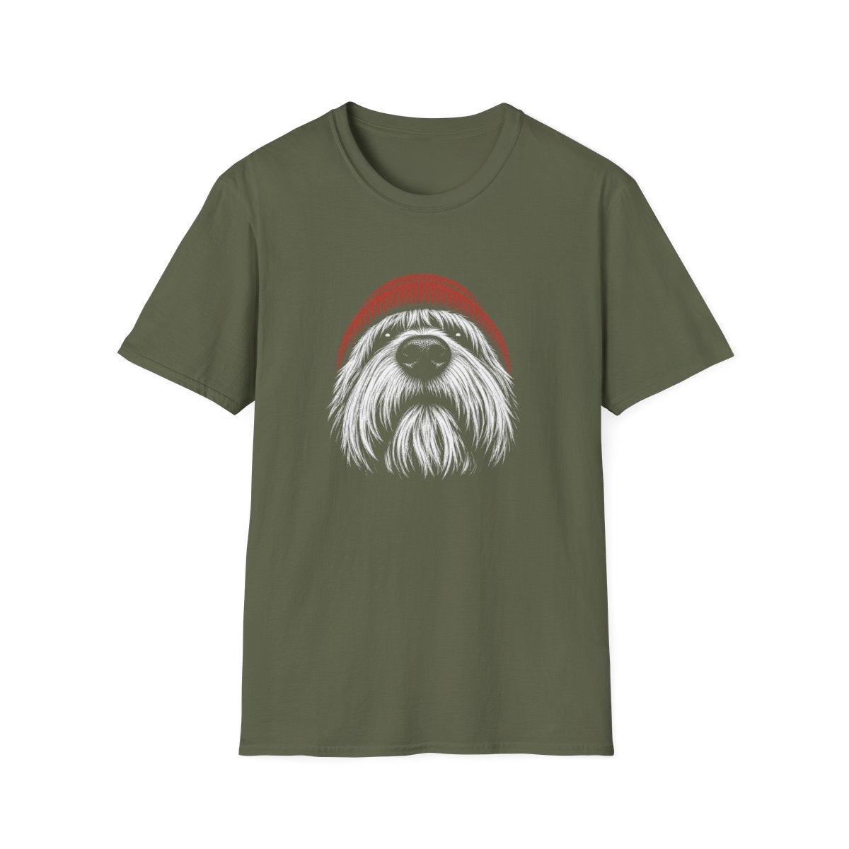 Red Hat Tibetan Terrier Tee - Military Green