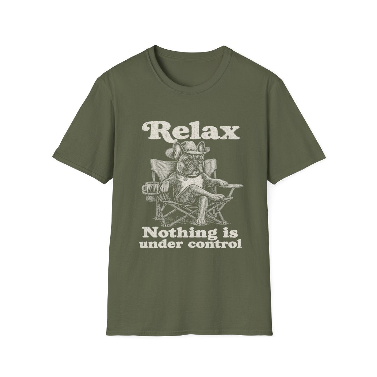 Relax French Bulldog Tee - Military Green