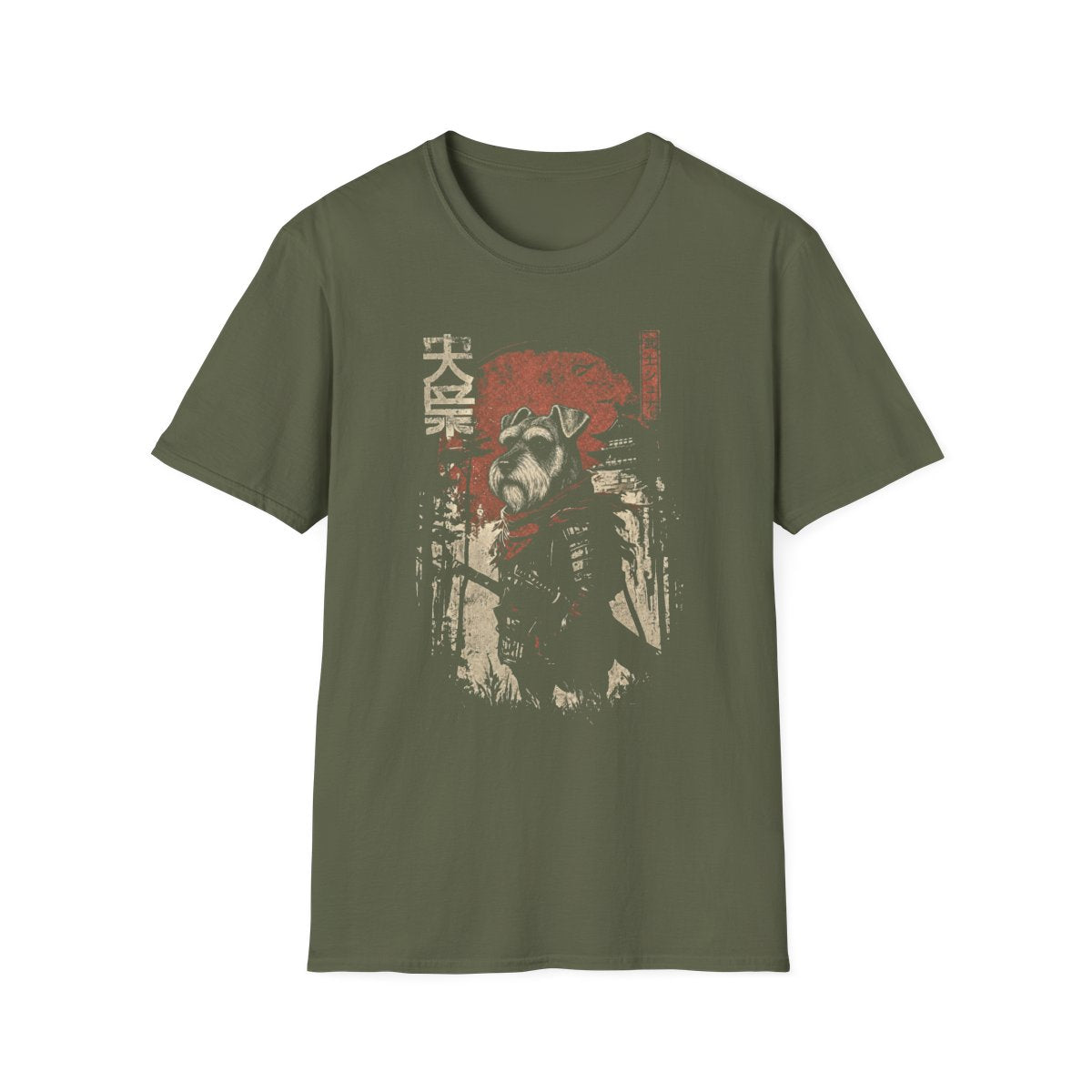 Samurai Schnauzer Warrior Tee - Military Green