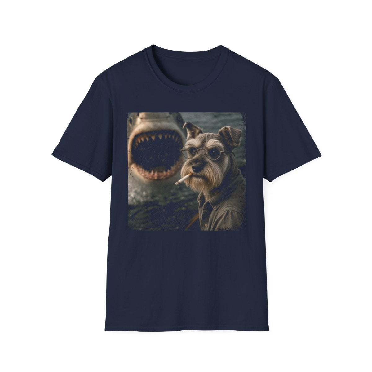 Schnauzer and Shark Tee - Navy