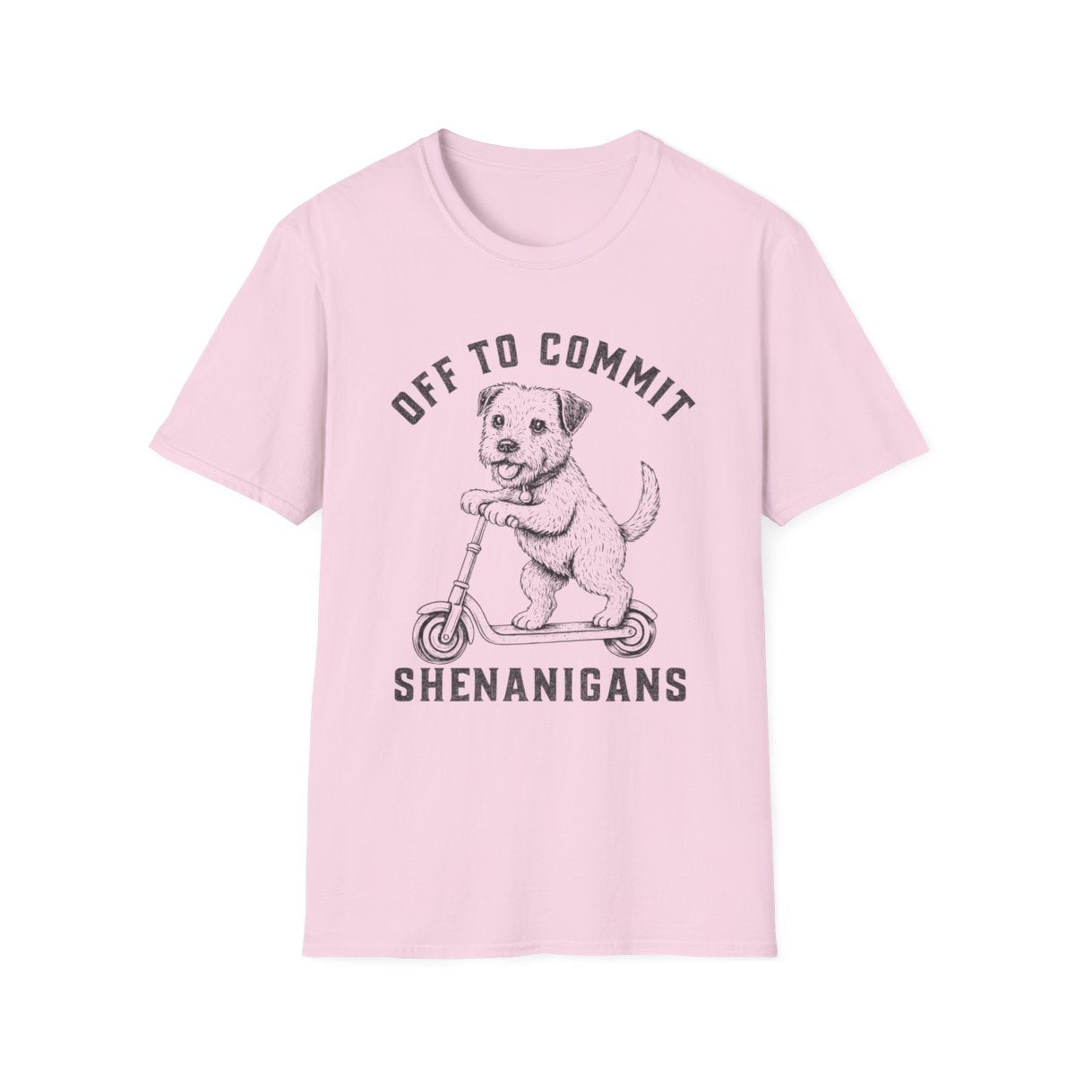 Scooter Border Terrier Tee - Light Pink