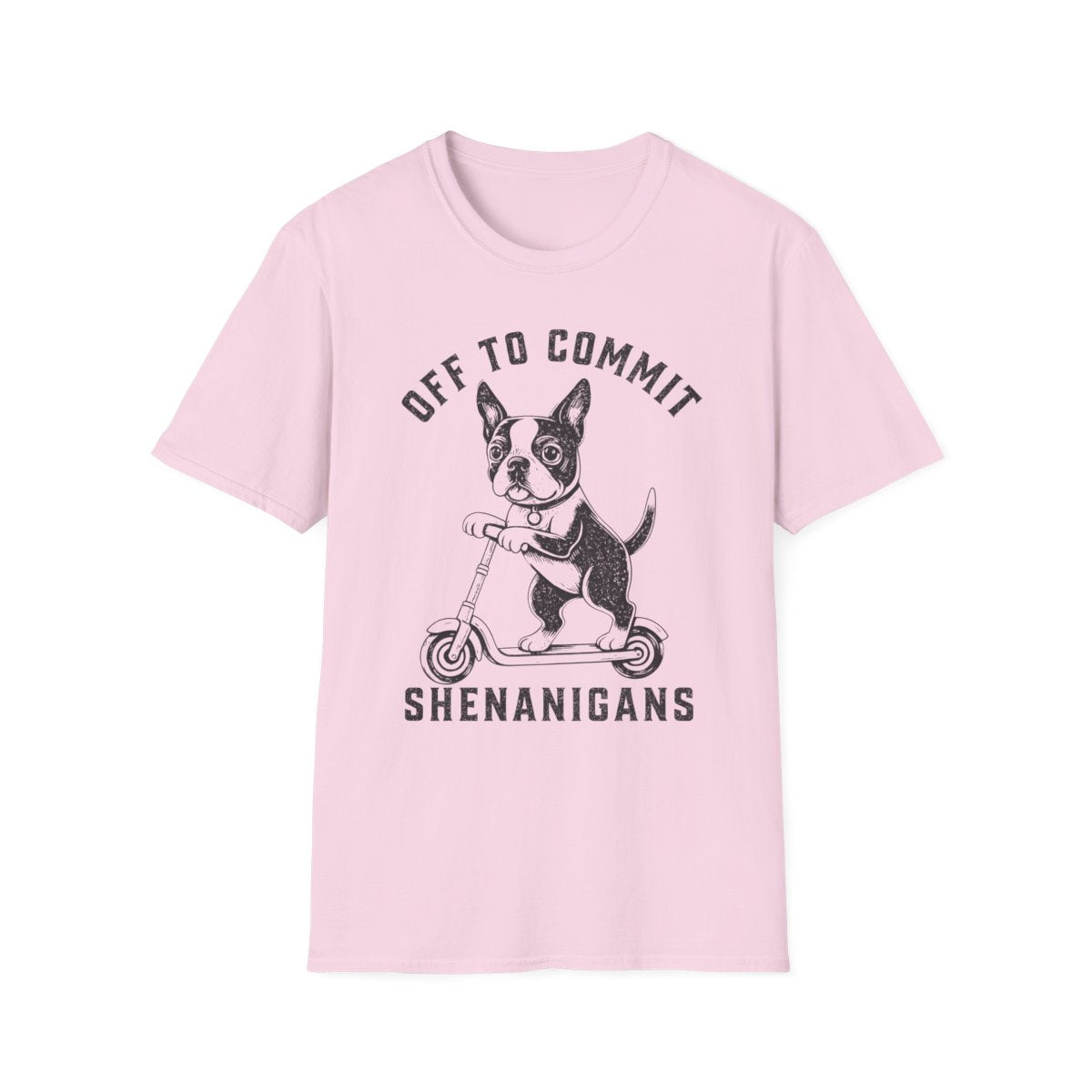 Scooter Boston Terrier Tee - Light Pink