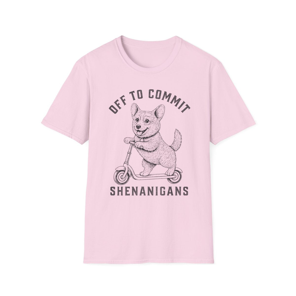 Scooter Corgi Tee - Light Pink