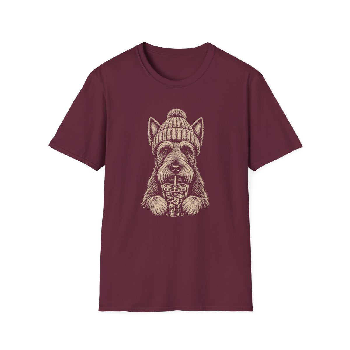 Scottish Terrier Cold Brew Tee - Maroon