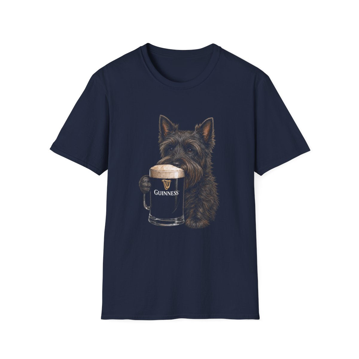 Scottish Terrier With A Pint Tee - Navy