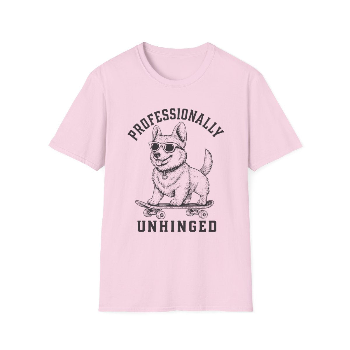 Skateboard Corgi Tee - Light Pink
