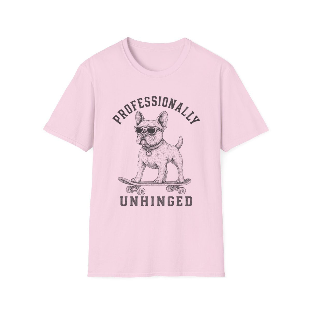 Skateboard French Bulldog Tee - Light Pink
