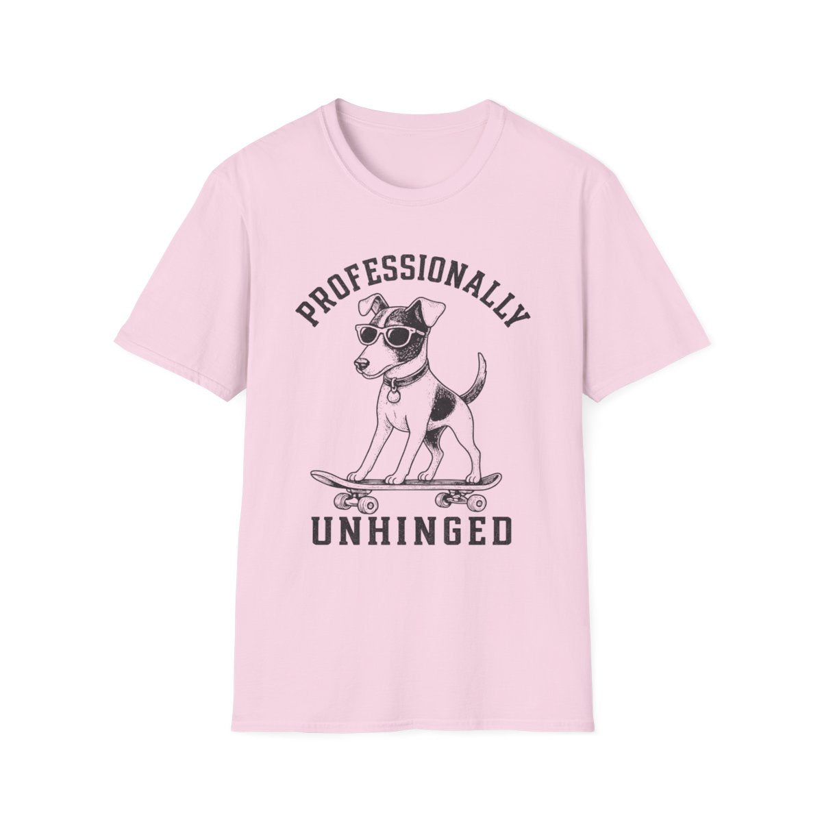 Skateboard Smooth Fox Terrier Tee - Light Pink