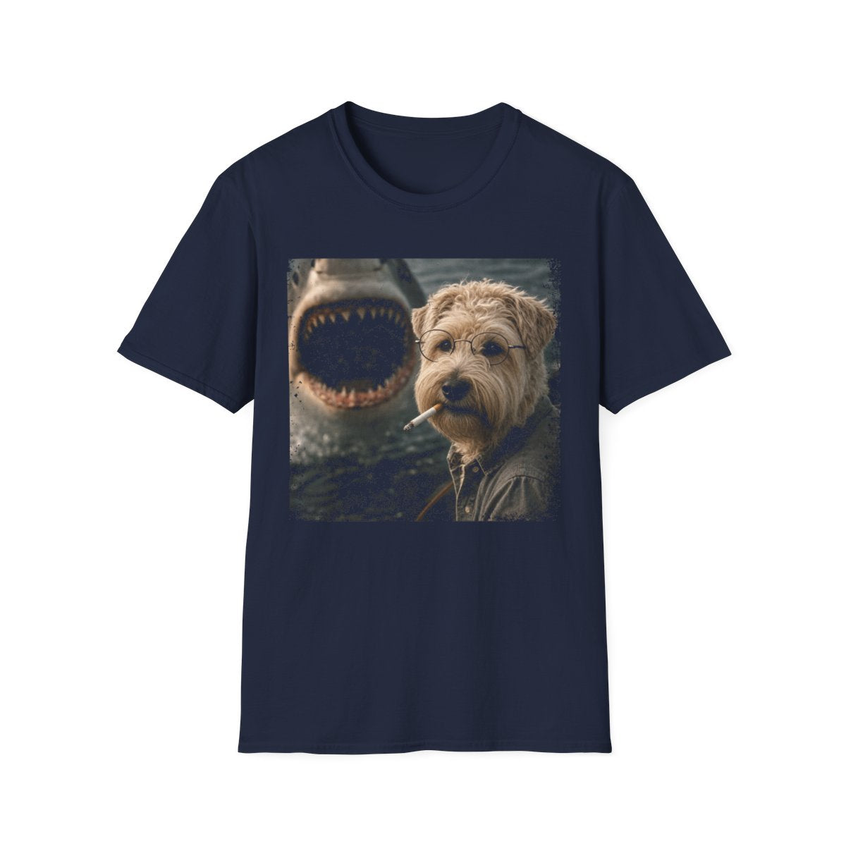 Soft Coated Wheaten Terrier and Shark Tee - Navy