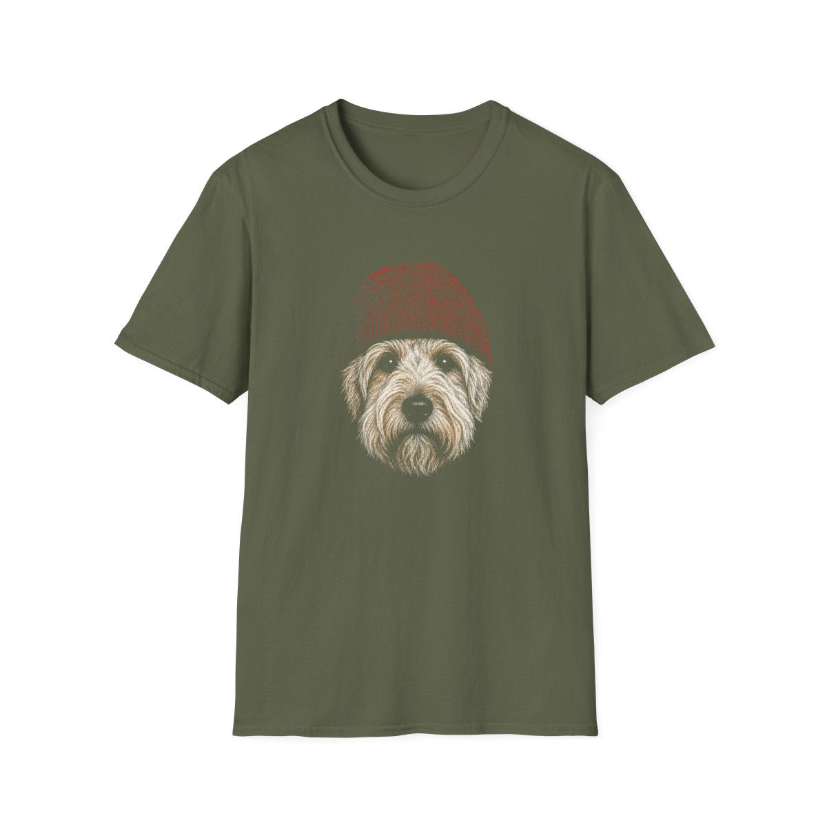 Soft Coated Wheaten Terrier In Beanie Tee - Military Green