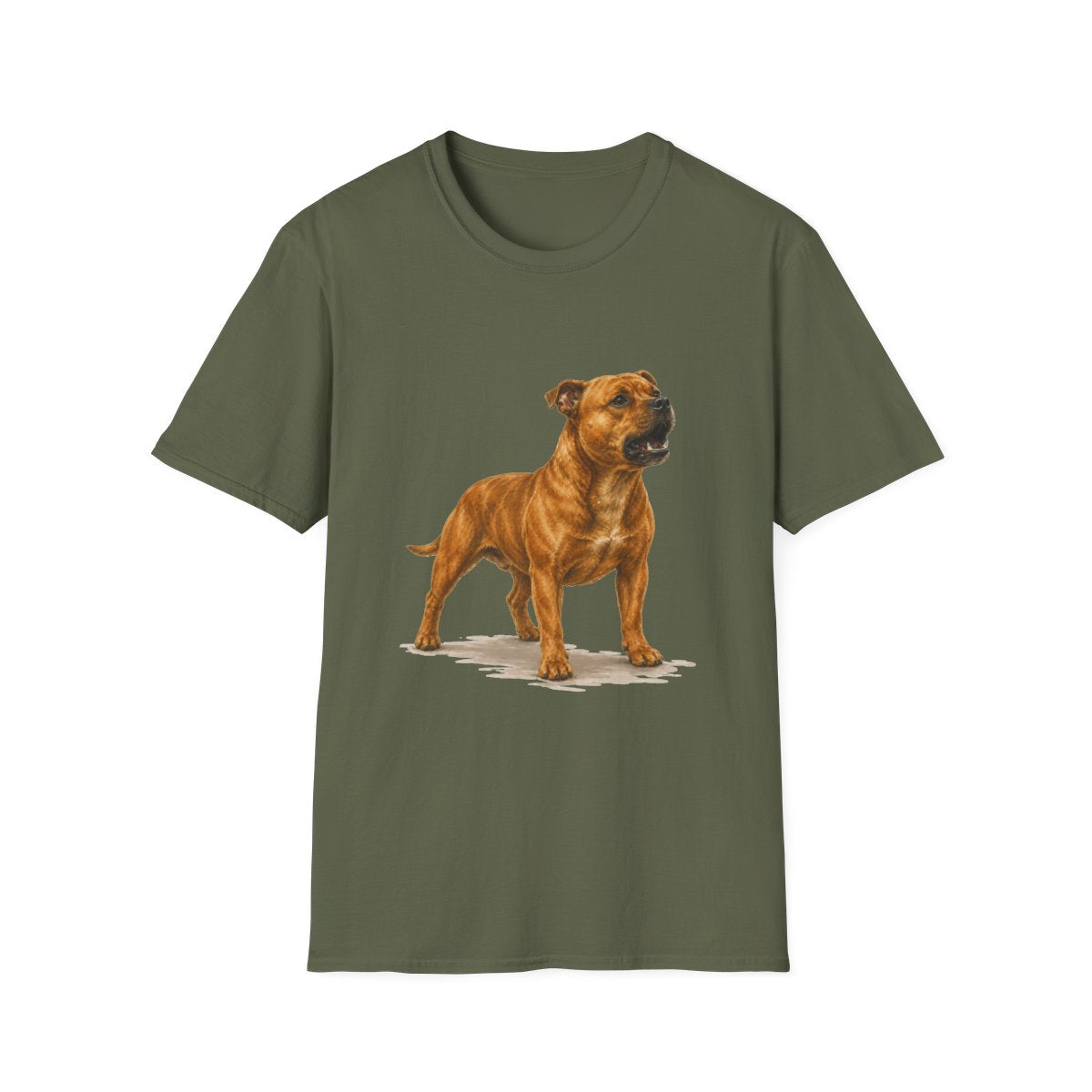 Staffordshire Bull Terrier Head Of Security Tee - Military Green