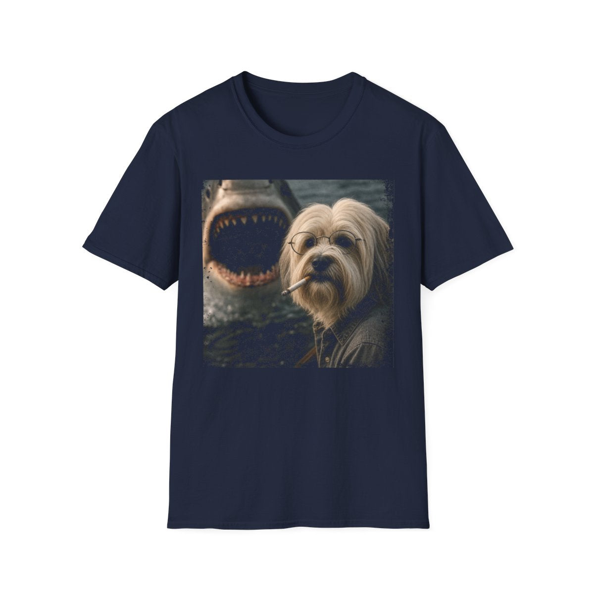 Tibetan Terrier and Shark Tee - Navy