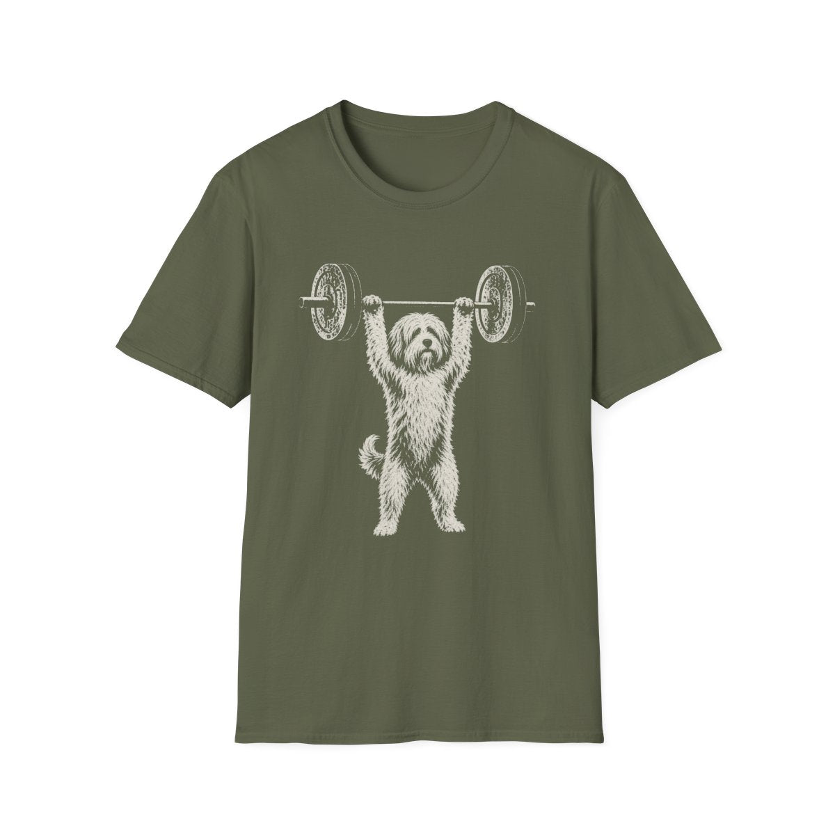Tibetan Terrier Powerlifting Tee - Military Green