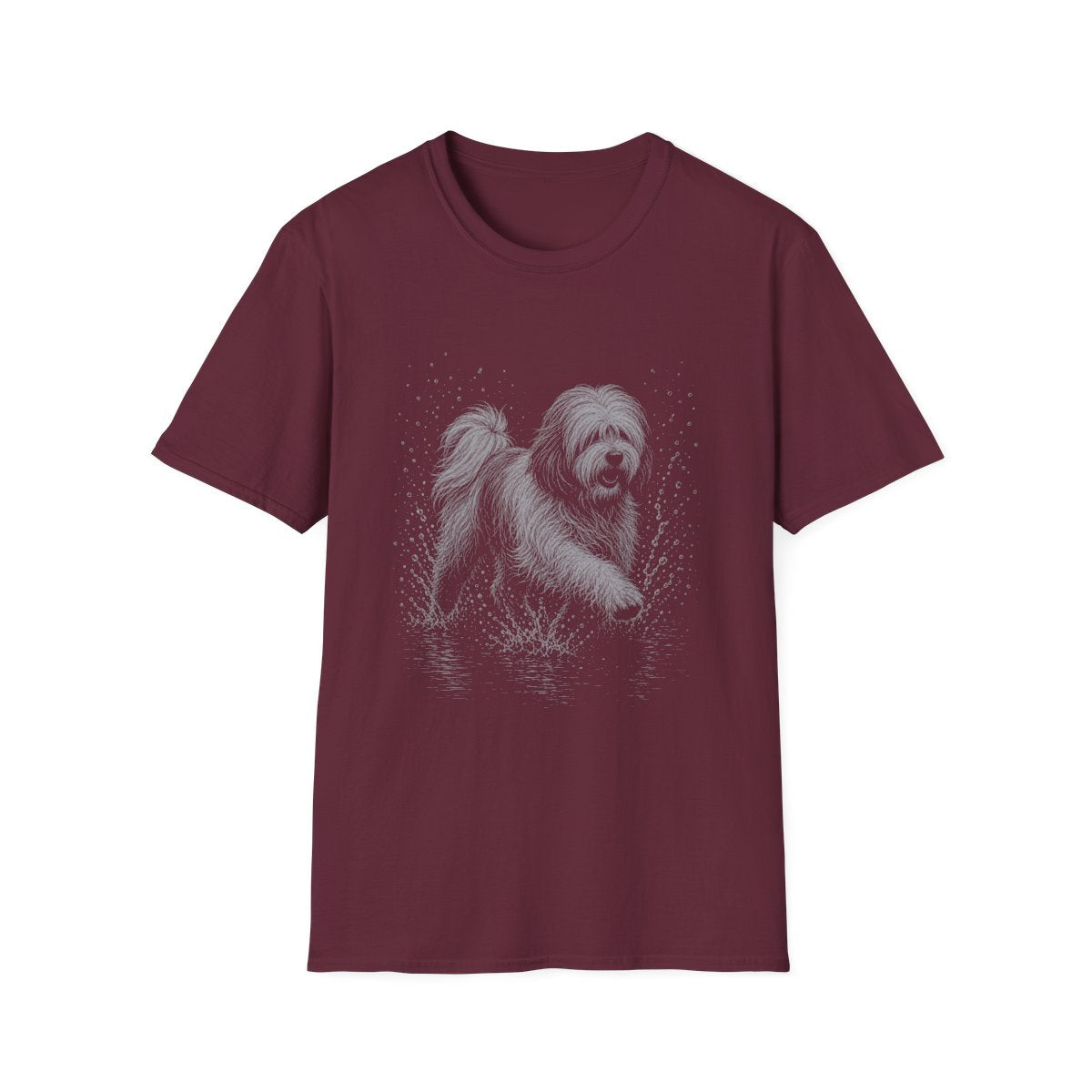 Tibetan Terrier Water Run Tee - Maroon