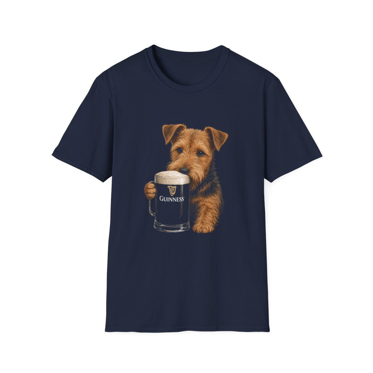 Welsh Terrier With A Pint Tee - Navy