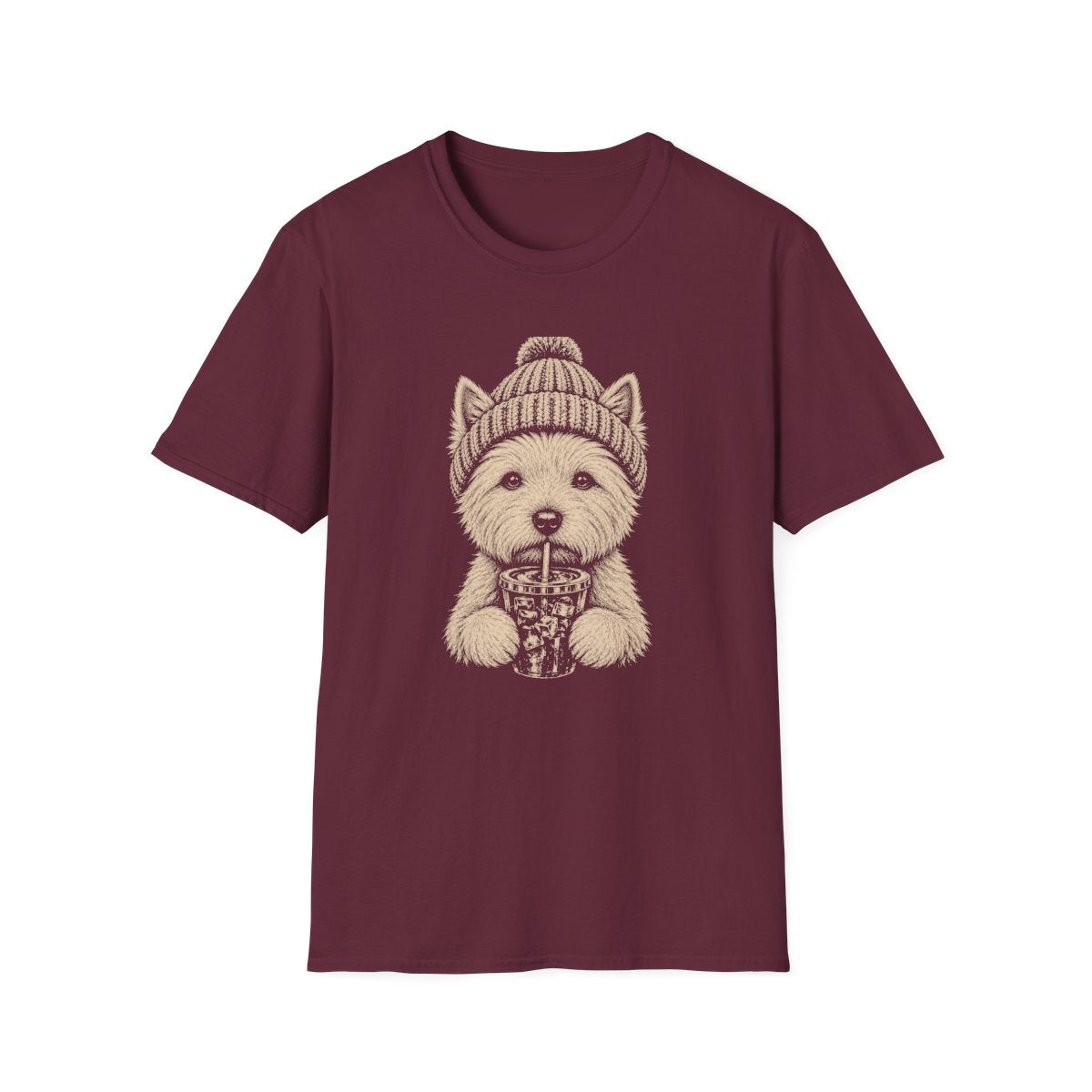 West Highland White Terrier Cold Brew Tee - Maroon