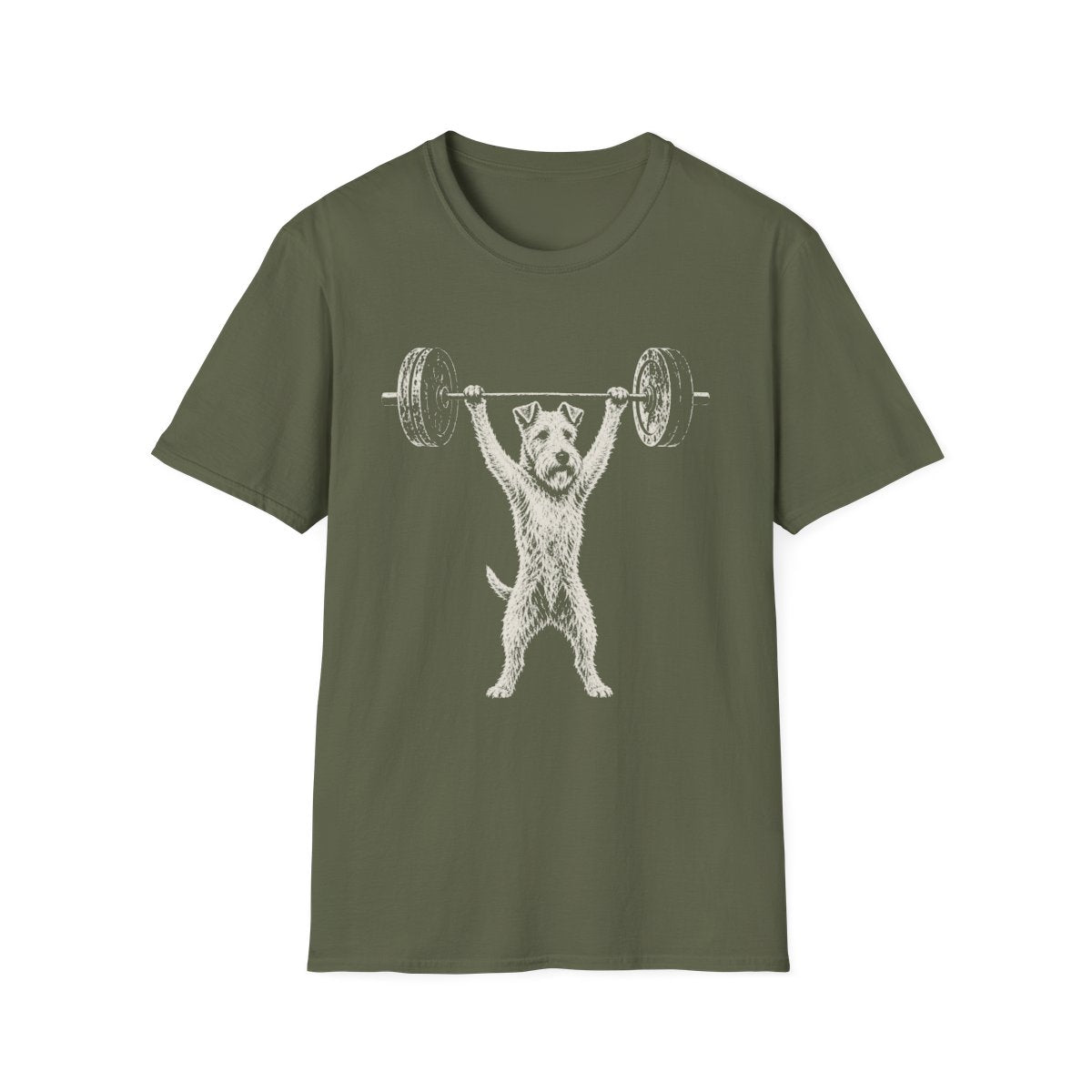 Wire Fox Terrier Powerlifting Tee - Military Green