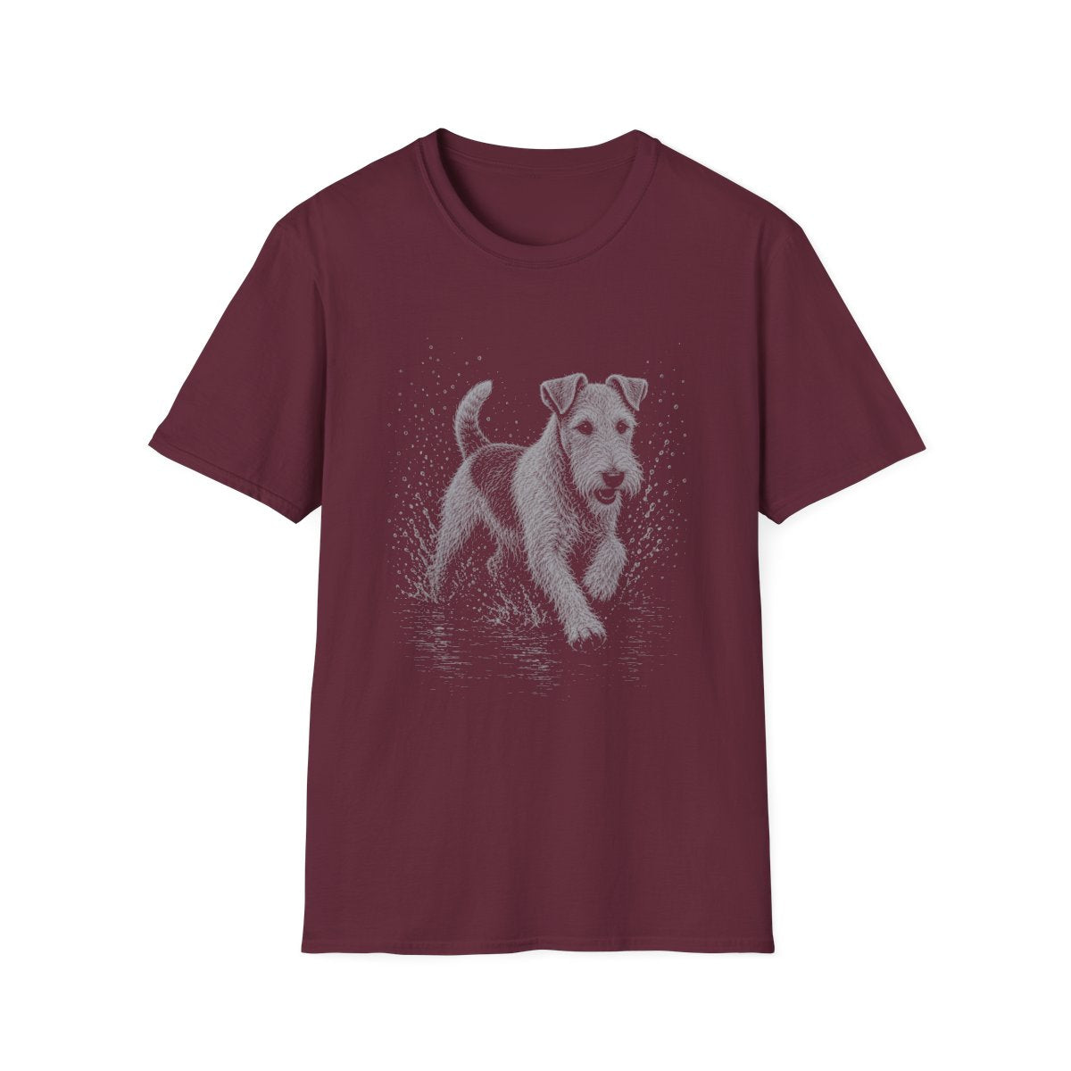 Wire Fox Terrier Water Run Tee - Maroon