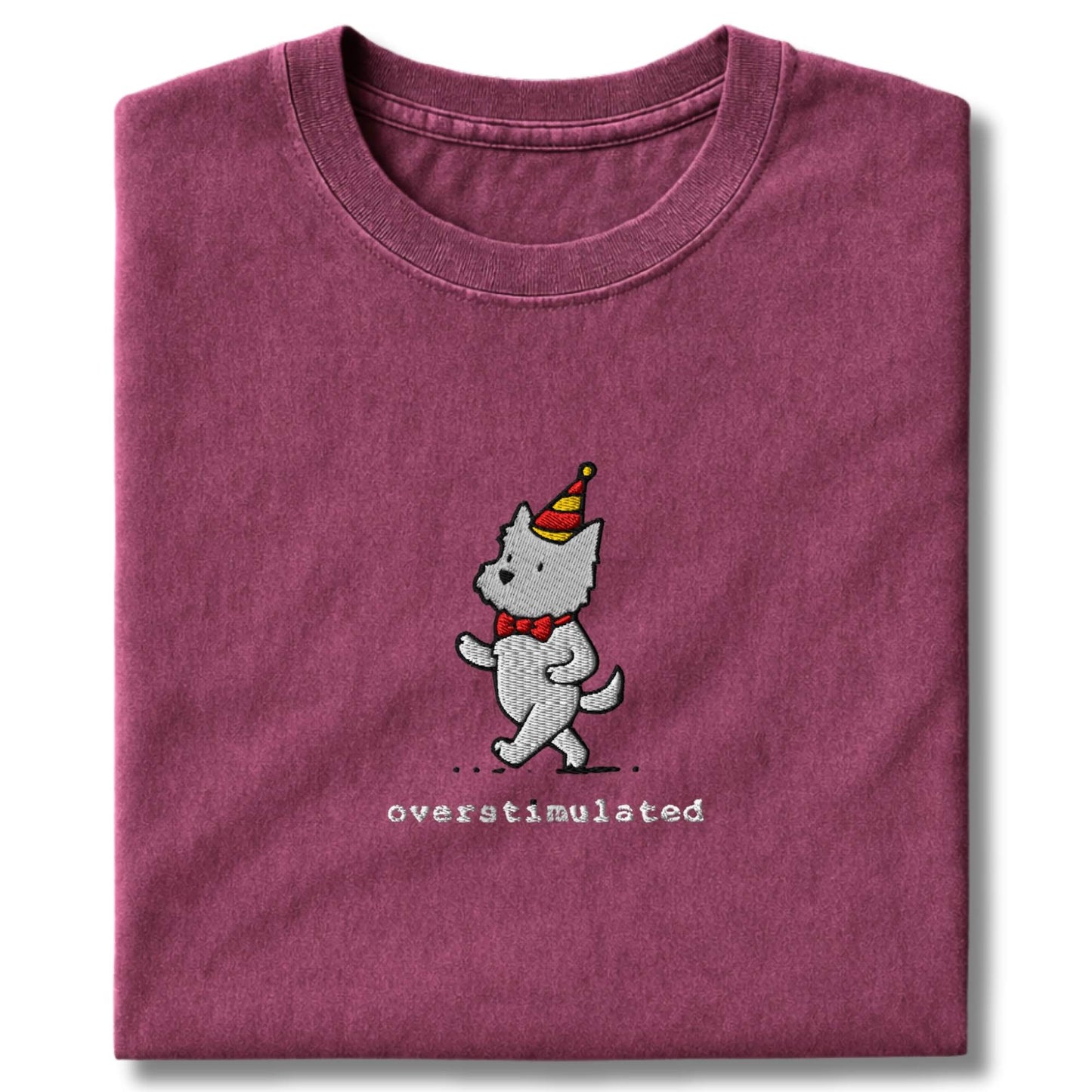 Embroidered Westie Overstimulated T-Shirt