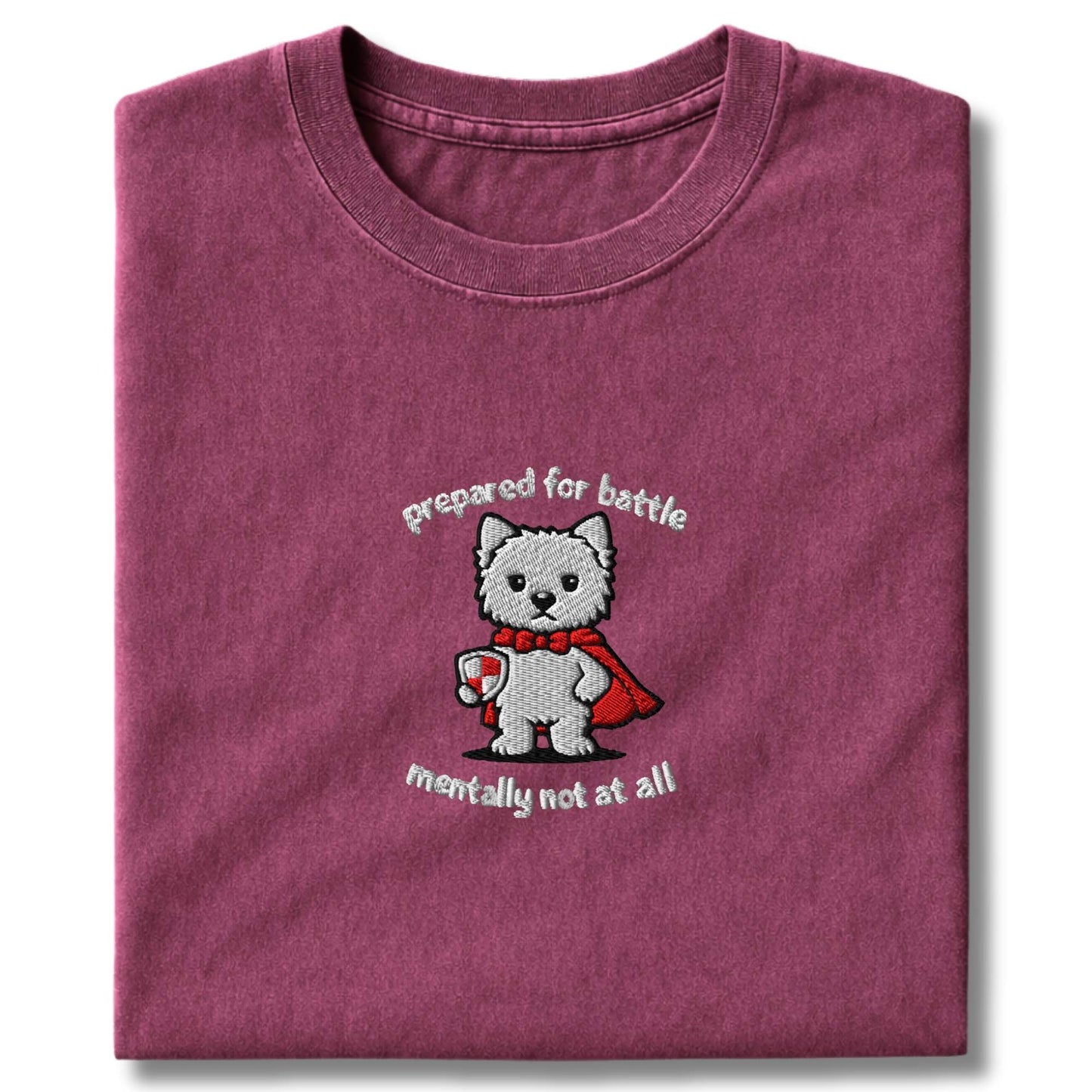 Embroidered Westie Prepared For Battle T-Shirt
