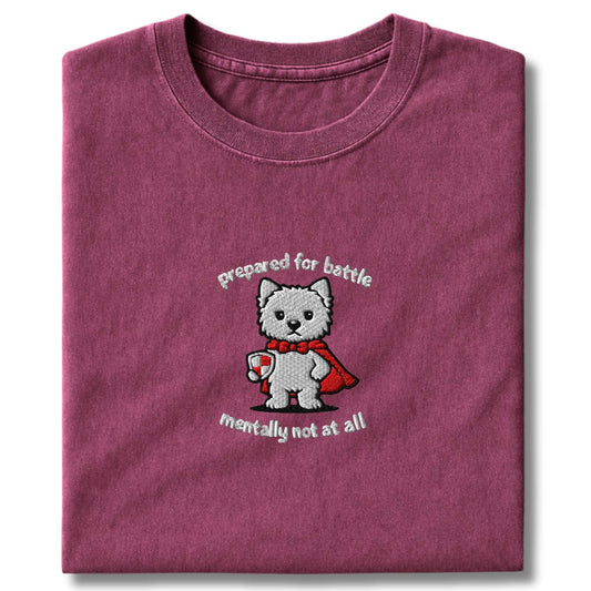 Embroidered Westie Prepared For Battle T-Shirt