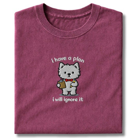Embroidered Westie I Have A Plan T-Shirt