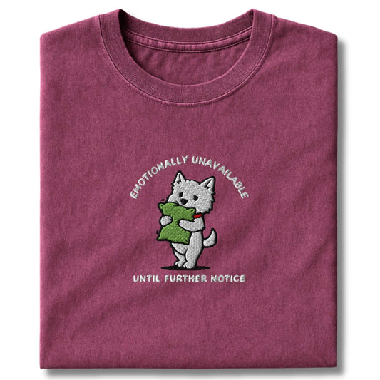 Embroidered Westie Emotionally Unavailable T-Shirt