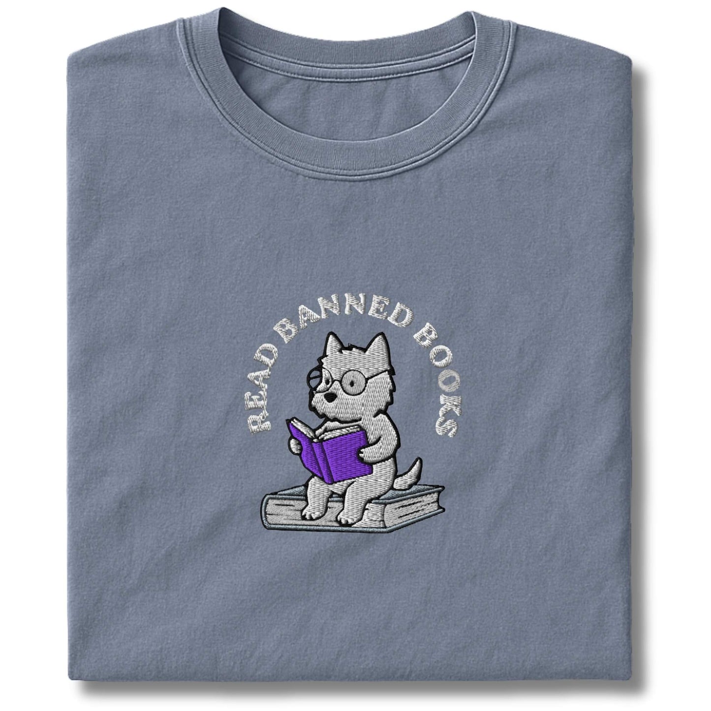 Embroidered westie Read Banned Books T-Shirt
