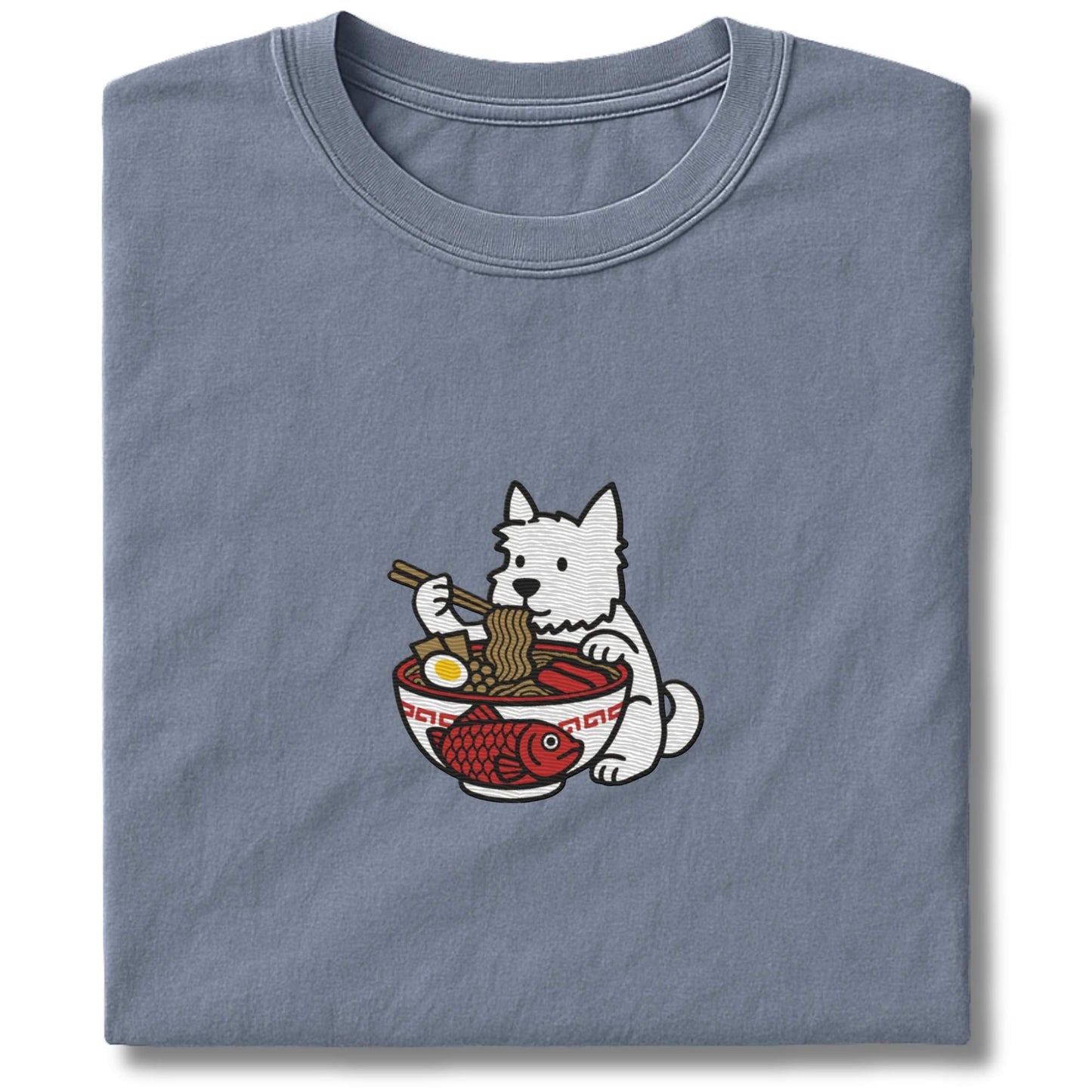 Embroidered Westie Eating Ramen T-Shirt