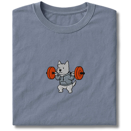 Embroidered Westie Bar Squat T-Shirt
