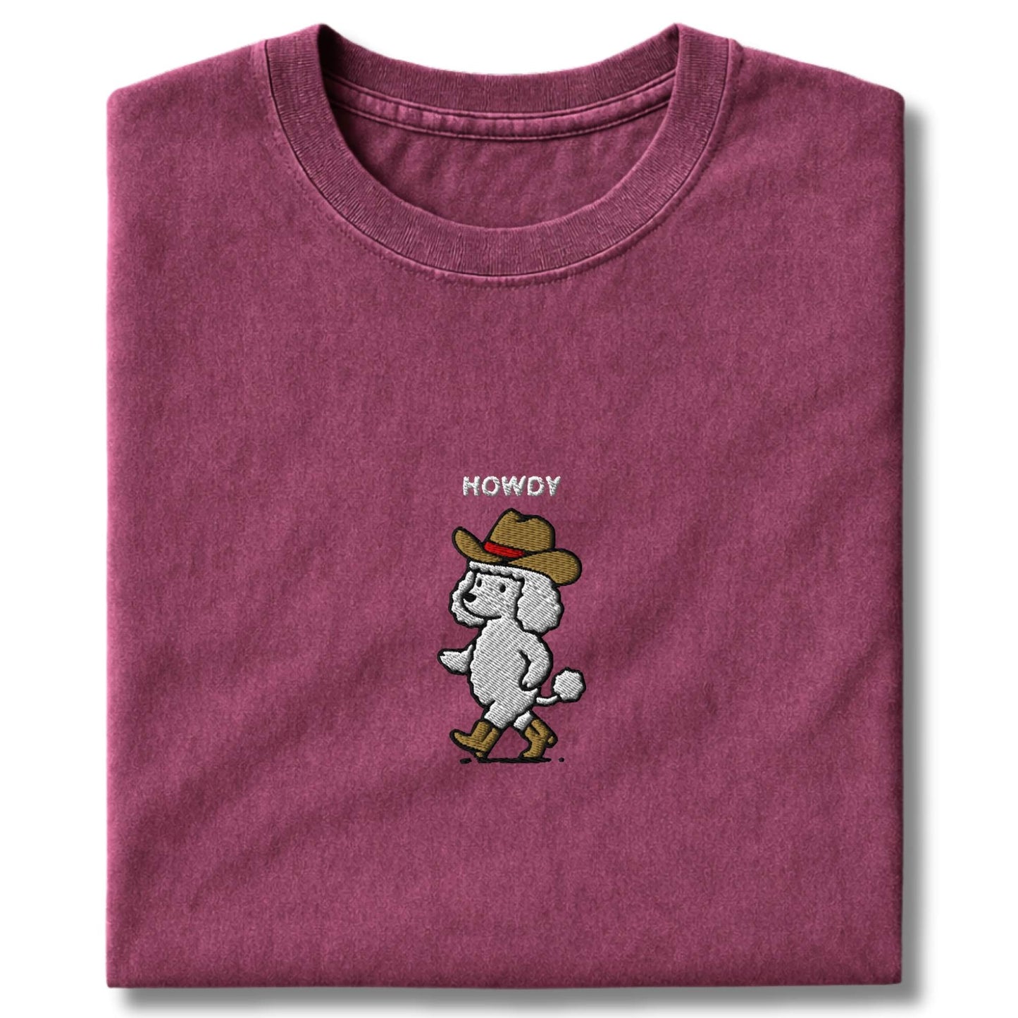 Embroidered Poodle Howdy T-Shirt