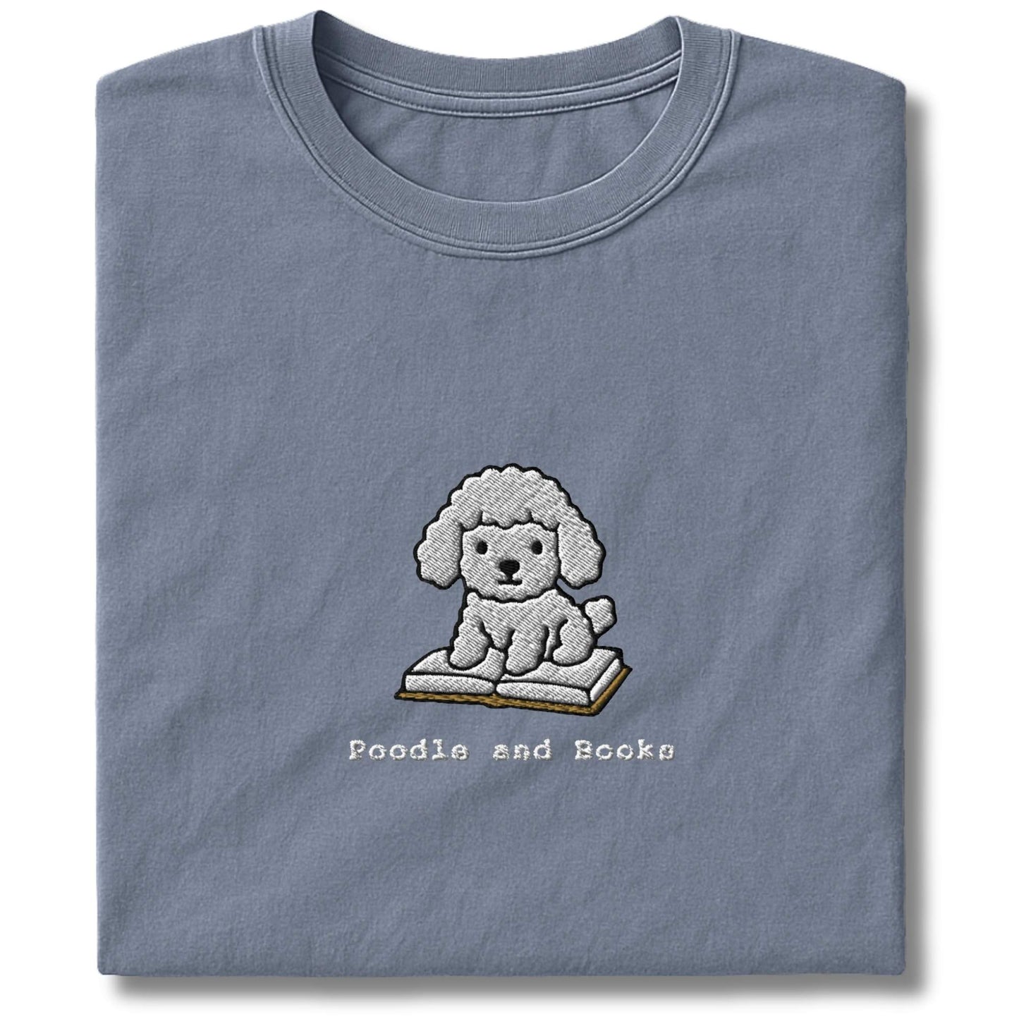 Embroidered Poodle And Books T-Shirt