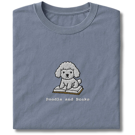Embroidered Poodle And Books T-Shirt