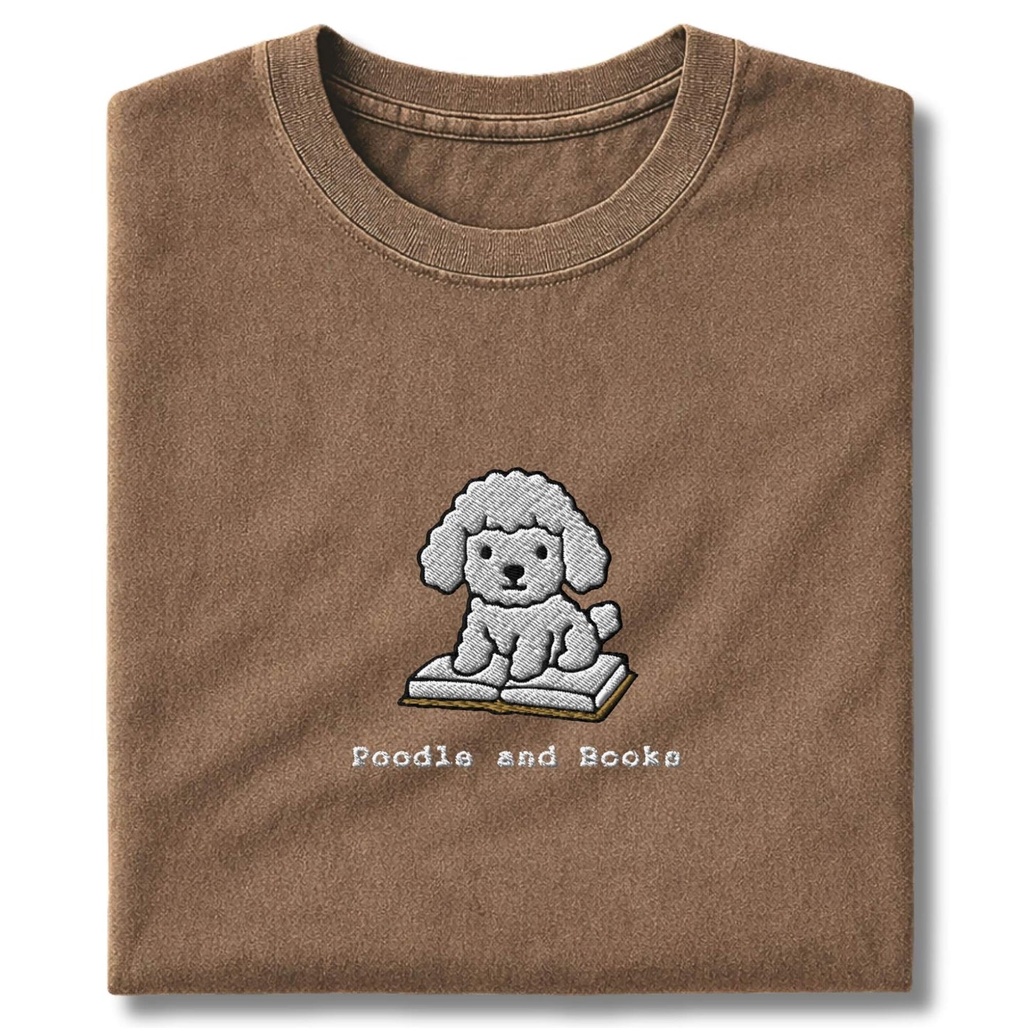 Embroidered Poodle And Books T-Shirt