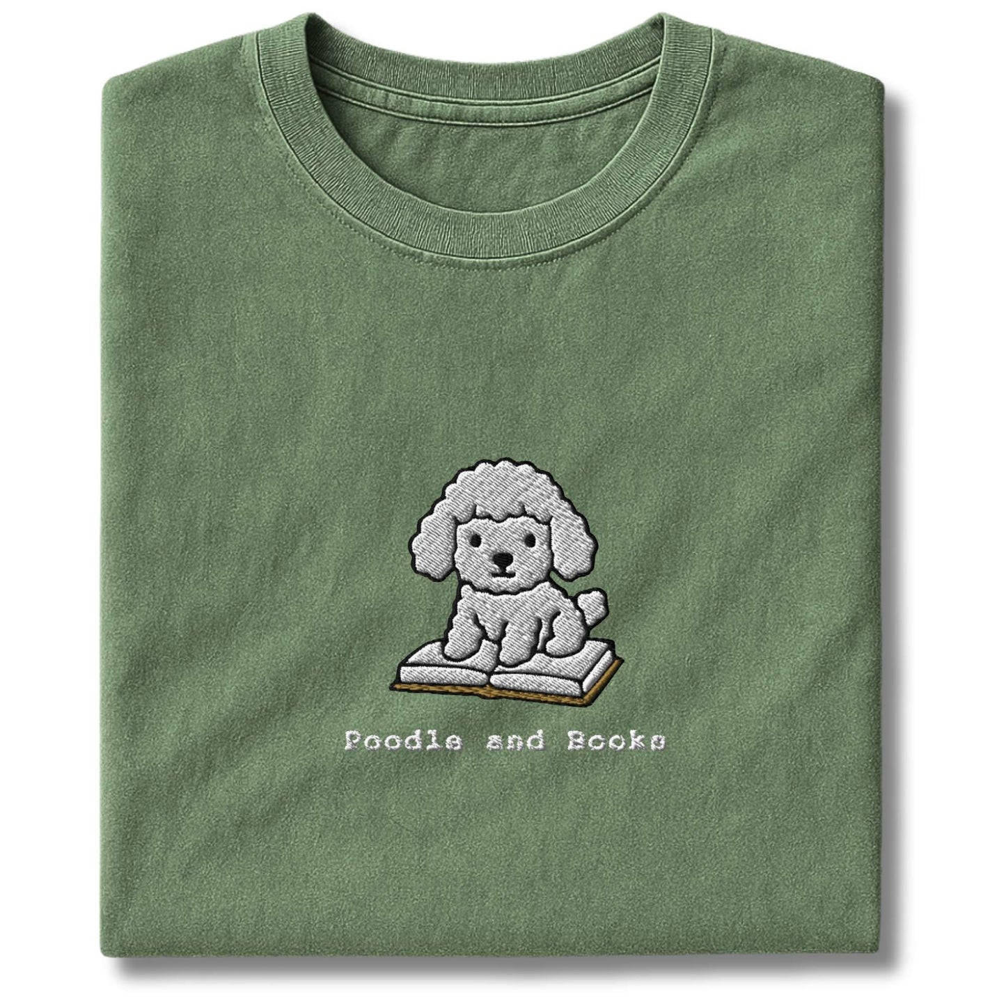 Embroidered Poodle And Books T-Shirt