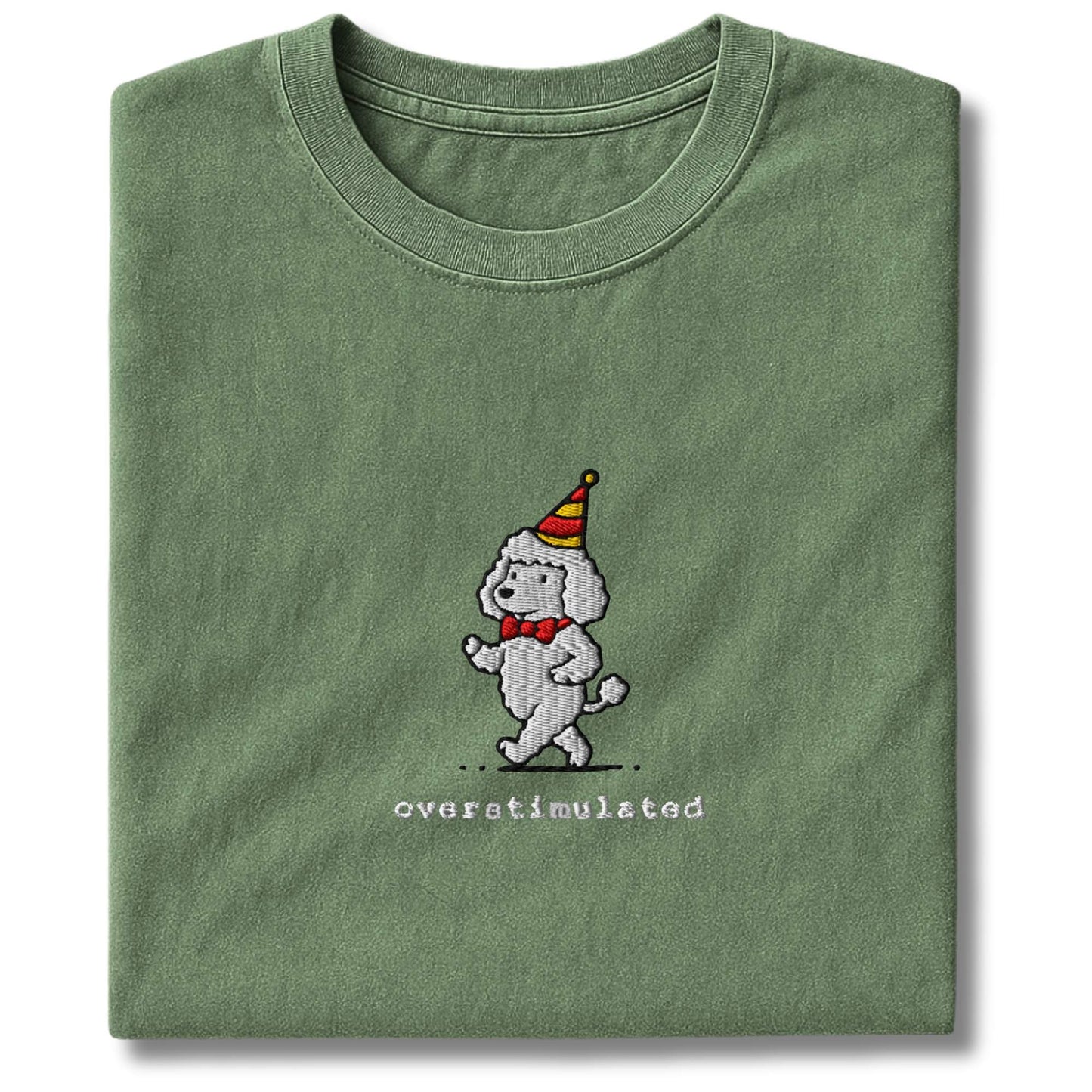 Embroidered Poodle Overstimulated T-Shirt