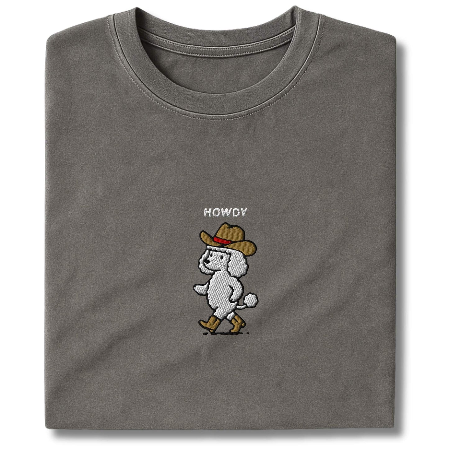 Embroidered Poodle Howdy T-Shirt